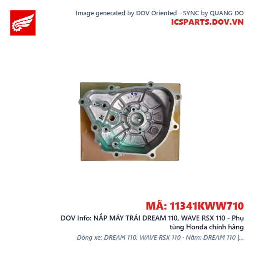 NẮP MÁY TRÁI DREAM 110, WAVE RSX 110 - Phụ tùng Honda chính hãng