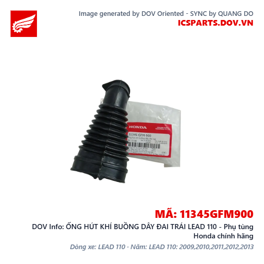 ỐNG HÚT KHÍ BUỒNG DÂY ĐAI TRÁI LEAD 110 - Phụ tùng Honda chính hãng
