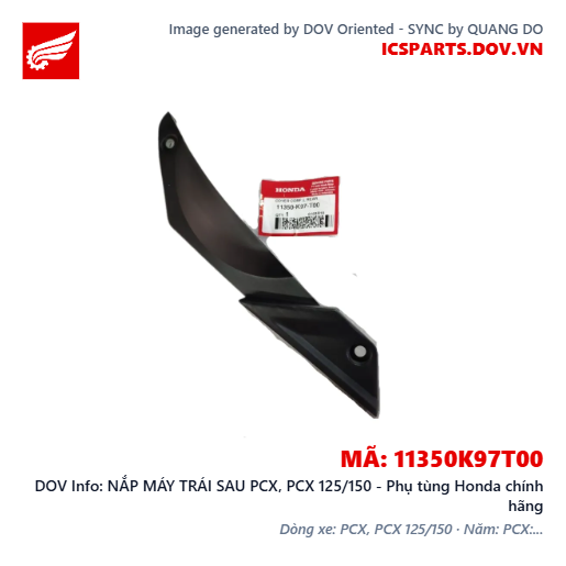 NẮP MÁY TRÁI SAU PCX, PCX 125/150 - Phụ tùng Honda chính hãng