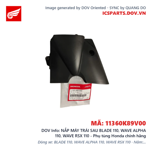 NẮP MÁY TRÁI SAU BLADE 110, WAVE ALPHA 110, WAVE RSX 110 - Phụ tùng Honda chính hãng