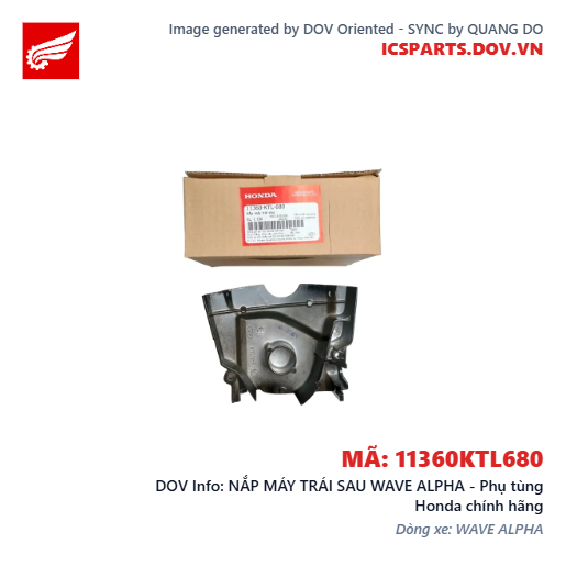 NẮP MÁY TRÁI SAU WAVE ALPHA - Phụ tùng Honda chính hãng