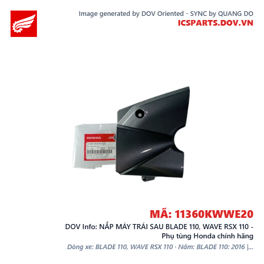 NẮP MÁY TRÁI SAU BLADE 110, WAVE RSX 110 - Phụ tùng Honda chính hãng