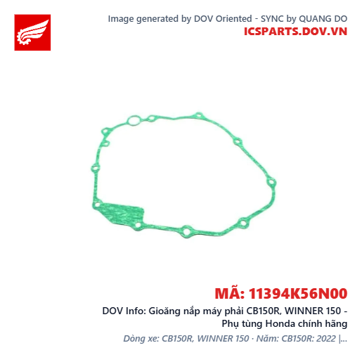 Gioăng nắp máy phải CB150R, WINNER 150 - Phụ tùng Honda chính hãng