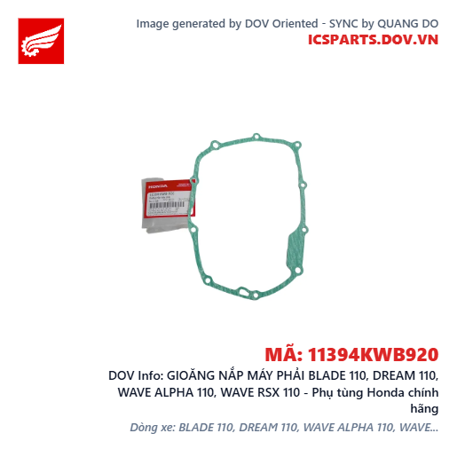 GIOĂNG NẮP MÁY PHẢI BLADE 110, DREAM 110, WAVE ALPHA 110, WAVE RSX 110 - Phụ tùng Honda chính hãng