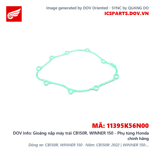 Gioăng nắp máy trái CB150R, WINNER 150 - Phụ tùng Honda chính hãng