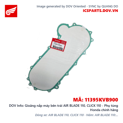 Gioăng nắp máy bên trái AIR BLADE 110, CLICK 110 - Phụ tùng Honda chính hãng