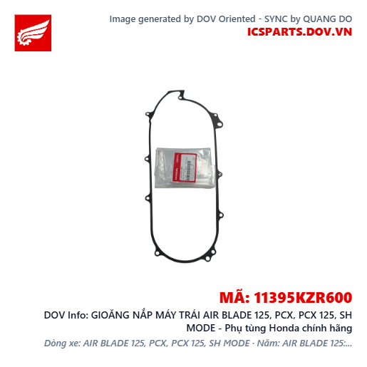 GIOĂNG NẮP MÁY TRÁI AIR BLADE 125, PCX, PCX 125, SH MODE - Phụ tùng Honda chính hãng