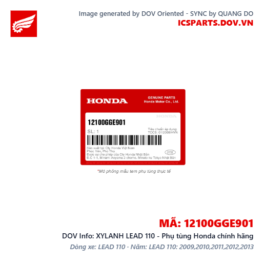 XYLANH LEAD 110 - Phụ tùng Honda chính hãng