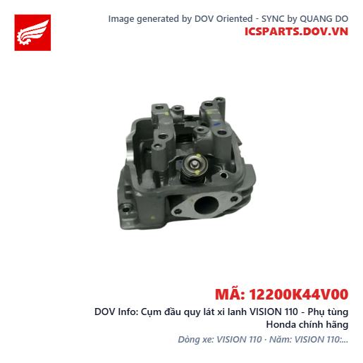 Cụm đầu quy lát xi lanh VISION 110 - Phụ tùng Honda chính hãng