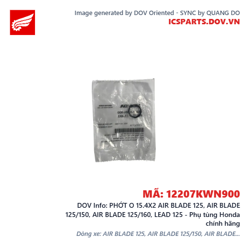 PHỚT O 15.4X2 AIR BLADE 125, AIR BLADE 125/150, AIR BLADE 125/160, LEAD 125 - Phụ tùng Honda chính hãng