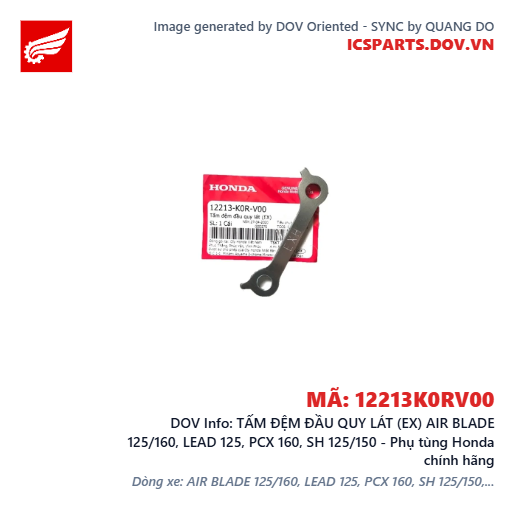 TẤM ĐỆM ĐẦU QUY LÁT (EX) AIR BLADE 125/160, LEAD 125, PCX 160, SH 125/150 - Phụ tùng Honda chính hãng