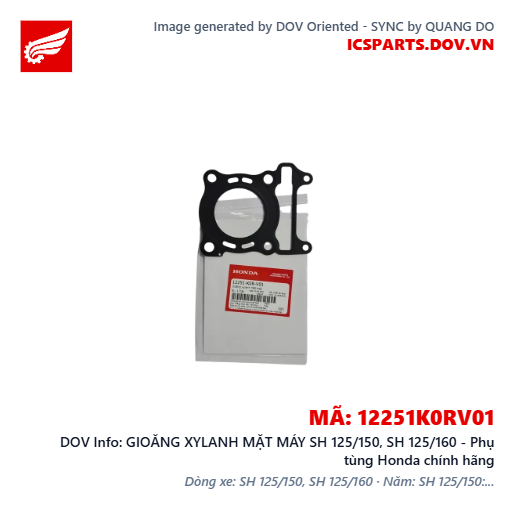 GIOĂNG XYLANH MẶT MÁY SH 125/150, SH 125/160 - Phụ tùng Honda chính hãng