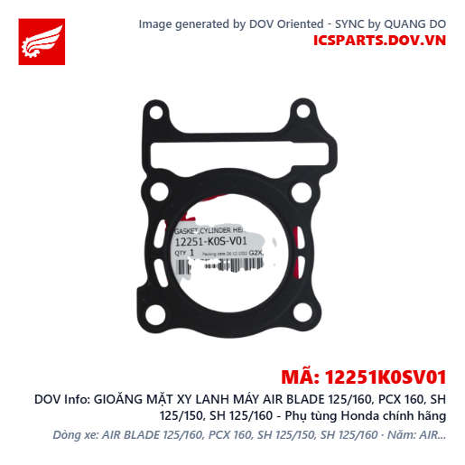 GIOĂNG MẶT XY LANH MÁY AIR BLADE 125/160, PCX 160, SH 125/150, SH 125/160 - Phụ tùng Honda chính hãng