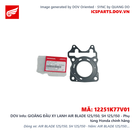 GIOĂNG ĐẦU XY LANH AIR BLADE 125/150, SH 125/150 - Phụ tùng Honda chính hãng