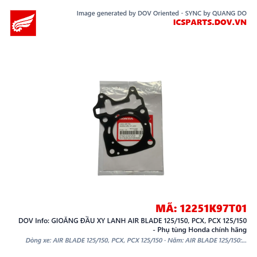 GIOĂNG ĐẦU XY LANH AIR BLADE 125/150, PCX, PCX 125/150 - Phụ tùng Honda chính hãng