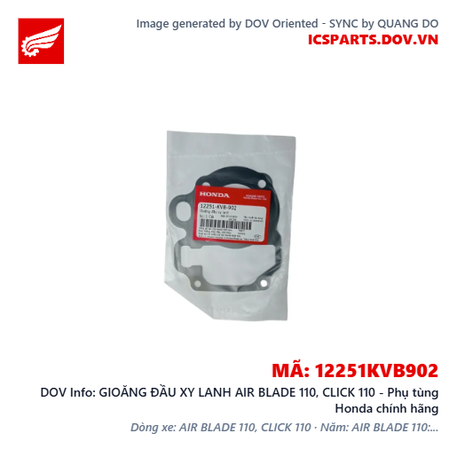 GIOĂNG ĐẦU XY LANH AIR BLADE 110, CLICK 110 - Phụ tùng Honda chính hãng