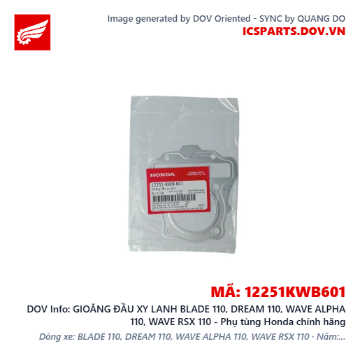 GIOĂNG ĐẦU XY LANH BLADE 110, DREAM 110, WAVE ALPHA 110, WAVE RSX 110 - Phụ tùng Honda chính hãng