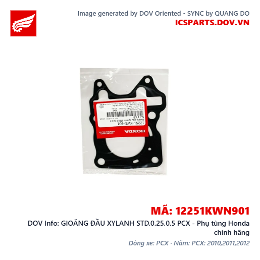 GIOĂNG ĐẦU XYLANH STD,0.25,0.5 PCX - Phụ tùng Honda chính hãng