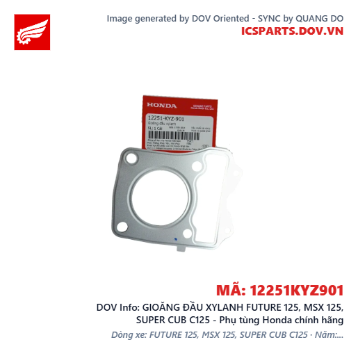 GIOĂNG ĐẦU XYLANH FUTURE 125, MSX 125, SUPER CUB C125 - Phụ tùng Honda chính hãng