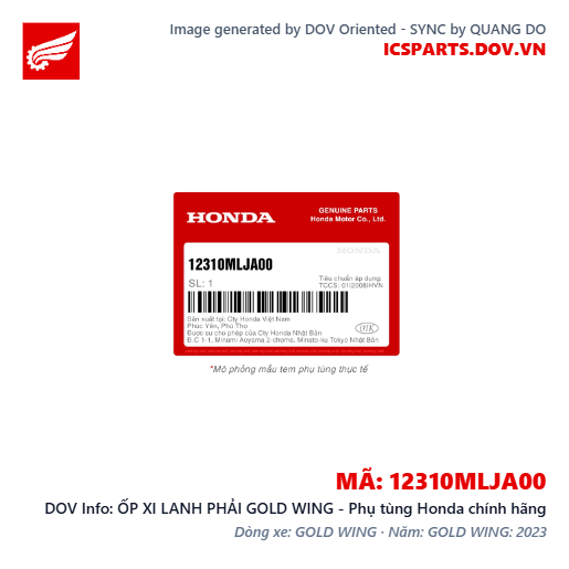 ỐP XI LANH PHẢI GOLD WING - Phụ tùng Honda chính hãng