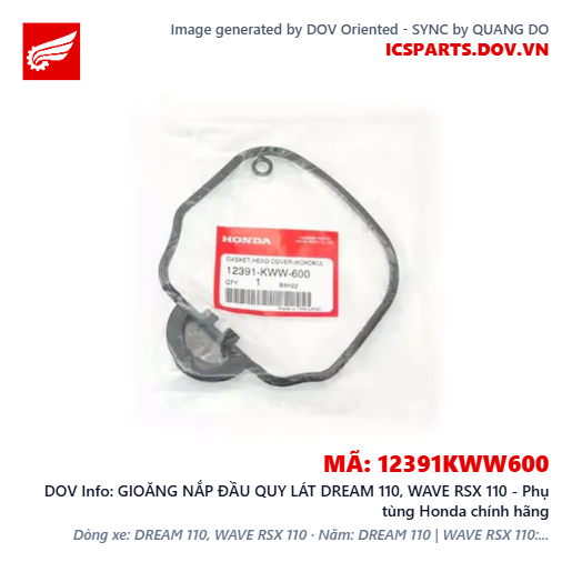 GIOĂNG NẮP ĐẦU QUY LÁT DREAM 110, WAVE RSX 110 - Phụ tùng Honda chính hãng