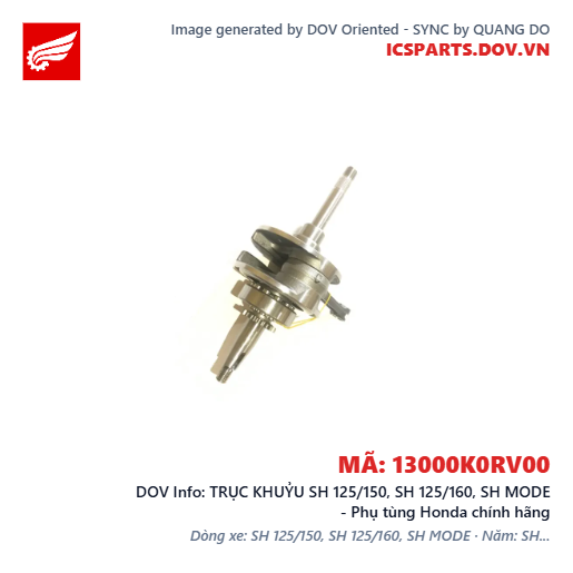 TRỤC KHUỶU SH 125/150, SH 125/160, SH MODE - Phụ tùng Honda chính hãng