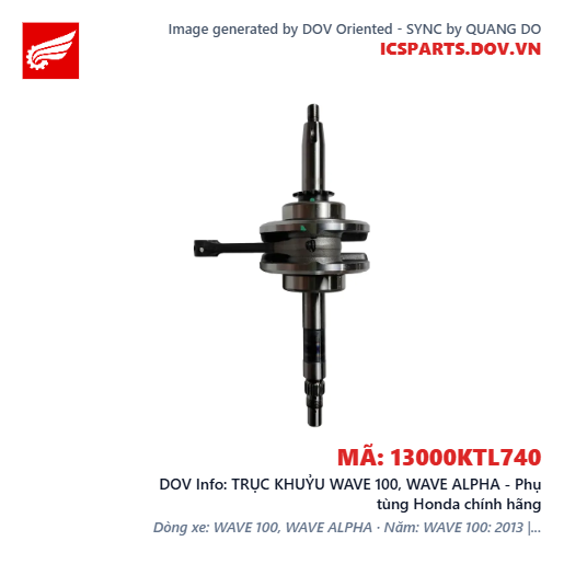 TRỤC KHUỶU WAVE 100, WAVE ALPHA - Phụ tùng Honda chính hãng