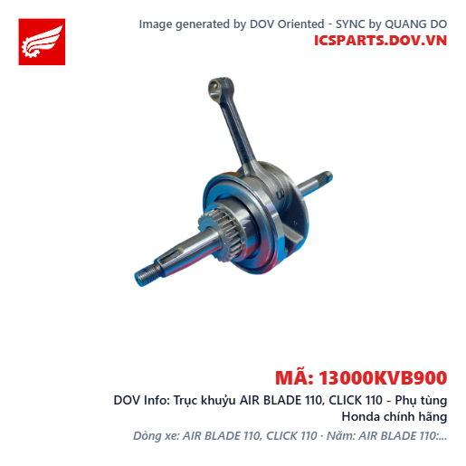 Trục khuỷu AIR BLADE 110, CLICK 110 - Phụ tùng Honda chính hãng