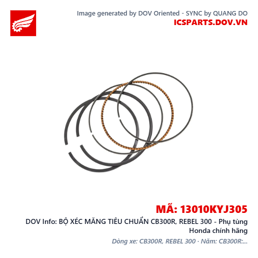 BỘ XÉC MĂNG TIÊU CHUẨN CB300R, REBEL 300 - Phụ tùng Honda chính hãng