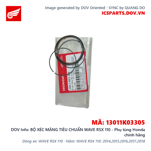 BỘ XÉC MĂNG TIÊU CHUẨN WAVE RSX 110 - Phụ tùng Honda chính hãng