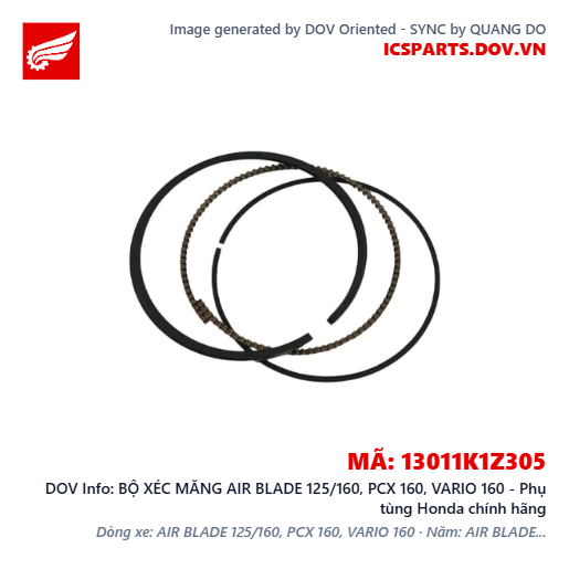 BỘ XÉC MĂNG AIR BLADE 125/160, PCX 160, VARIO 160 - Phụ tùng Honda chính hãng