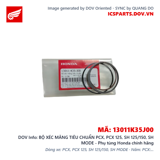 BỘ XÉC MĂNG TIÊU CHUẨN PCX, PCX 125, SH 125/150, SH MODE - Phụ tùng Honda chính hãng