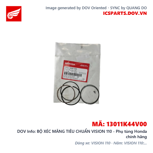 BỘ XÉC MĂNG TIÊU CHUẨN VISION 110 - Phụ tùng Honda chính hãng