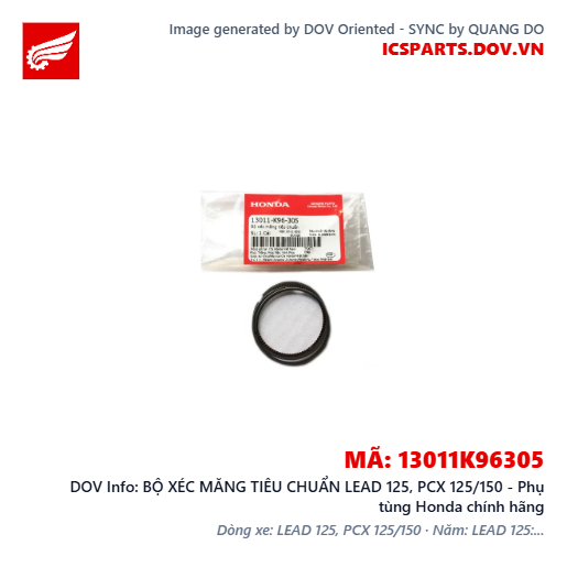 BỘ XÉC MĂNG TIÊU CHUẨN LEAD 125, PCX 125/150 - Phụ tùng Honda chính hãng