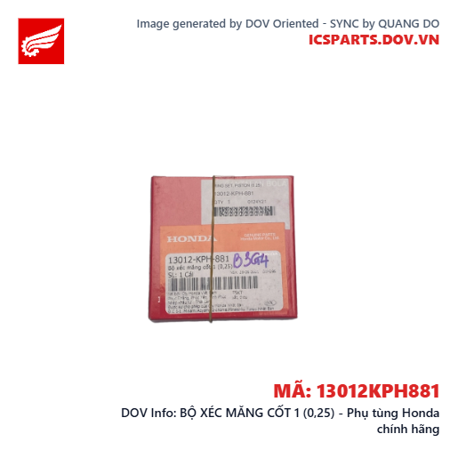 BỘ XÉC MĂNG CỐT 1 (0,25) - Phụ tùng Honda chính hãng