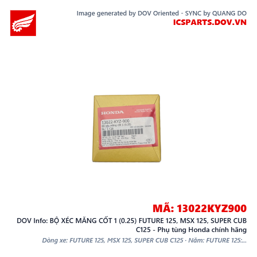 BỘ XÉC MĂNG CỐT 1 (0.25) FUTURE 125, MSX 125, SUPER CUB C125 - Phụ tùng Honda chính hãng