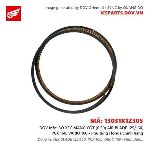 BỘ XÉC MĂNG CỐT (0.50) AIR BLADE 125/160, PCX 160, VARIO 160 - Phụ tùng Honda chính hãng