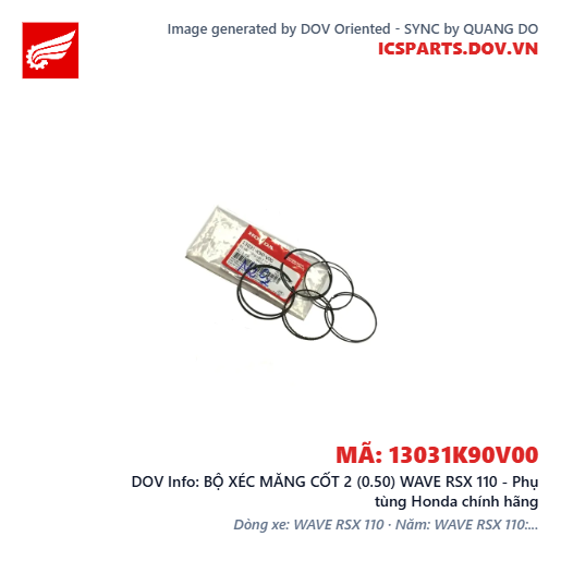 BỘ XÉC MĂNG CỐT 2 (0.50) WAVE RSX 110 - Phụ tùng Honda chính hãng