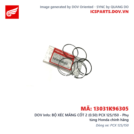 BỘ XÉC MĂNG CỐT 2 (0.50) PCX 125/150 - Phụ tùng Honda chính hãng