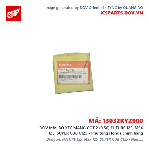 BỘ XÉC MĂNG CỐT 2 (0.50) FUTURE 125, MSX 125, SUPER CUB C125 - Phụ tùng Honda chính hãng