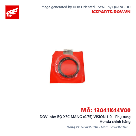 BỘ XÉC MĂNG (0.75) VISION 110 - Phụ tùng Honda chính hãng