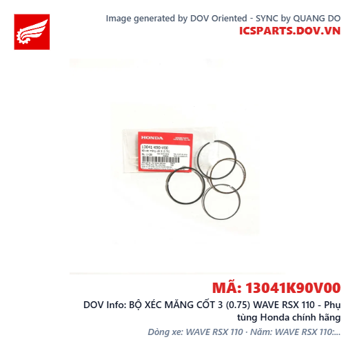 BỘ XÉC MĂNG CỐT 3 (0.75) WAVE RSX 110 - Phụ tùng Honda chính hãng