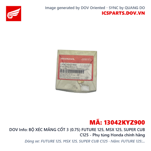 BỘ XÉC MĂNG CỐT 3 (0.75) FUTURE 125, MSX 125, SUPER CUB C125 - Phụ tùng Honda chính hãng