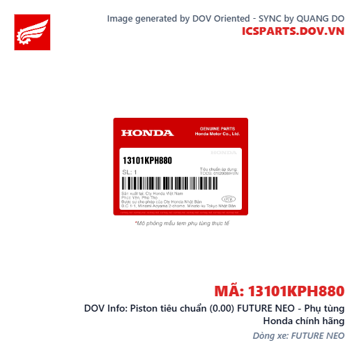 Piston tiêu chuẩn (0.00) FUTURE NEO - Phụ tùng Honda chính hãng