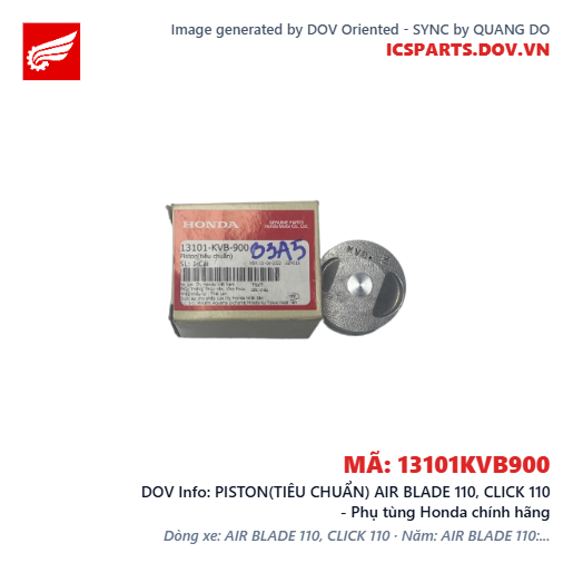 PISTON(TIÊU CHUẨN) AIR BLADE 110, CLICK 110 - Phụ tùng Honda chính hãng