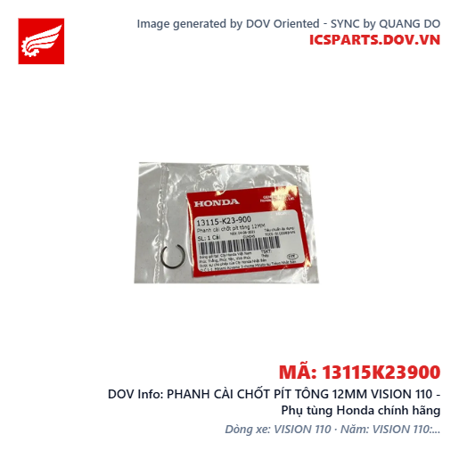 PHANH CÀI CHỐT PÍT TÔNG 12MM VISION 110 - Phụ tùng Honda chính hãng