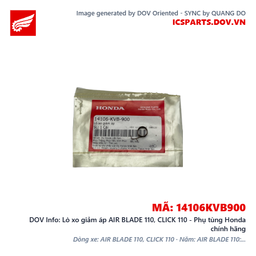 Lò xo giảm áp AIR BLADE 110, CLICK 110 - Phụ tùng Honda chính hãng