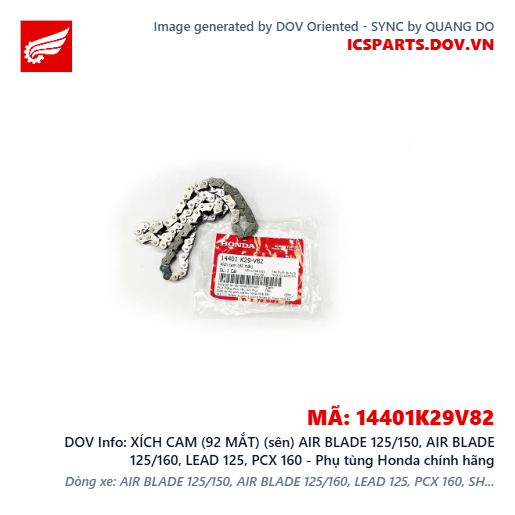 XÍCH CAM (92 MẮT) (sên) AIR BLADE 125/150, AIR BLADE 125/160, LEAD 125, PCX 160 - Phụ tùng Honda chính hãng