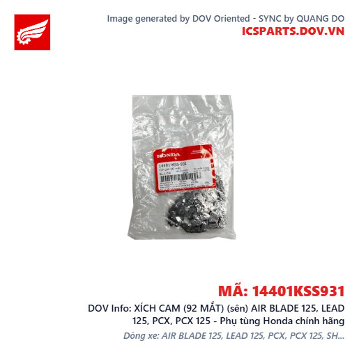 XÍCH CAM (92 MẮT) (sên) AIR BLADE 125, LEAD 125, PCX, PCX 125 - Phụ tùng Honda chính hãng