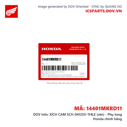 XÍCH CAM SCH-0412SV-114LE (sên) - Phụ tùng Honda chính hãng